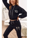 Women\'s tracksuit set with wings black FI624 - Online store - Boutique